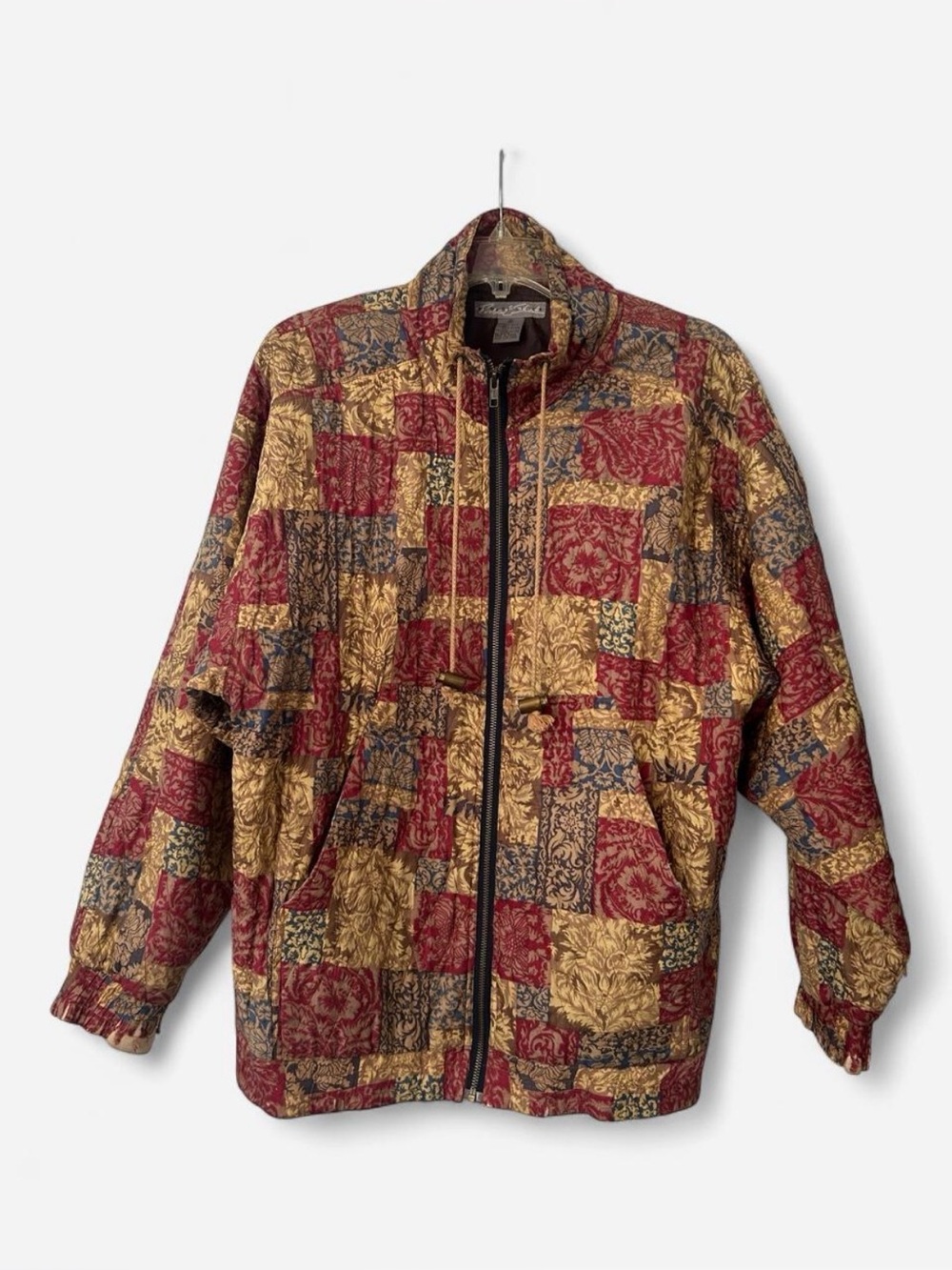 Vintage 1990s Robert Stock quilted silk patchwork jacket